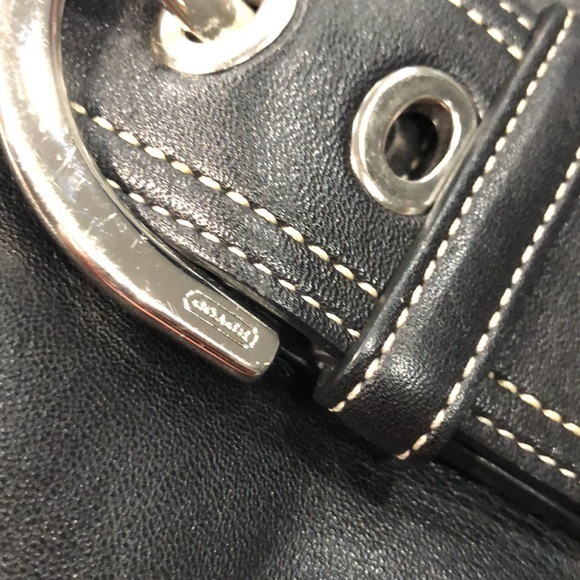 Coach vintage soho belted black flap‎ Leather Crossbody Bag Silver Buckle - Picture 6 of 10